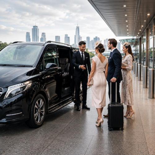Perth chauffeur assisting passenger with event transfer
